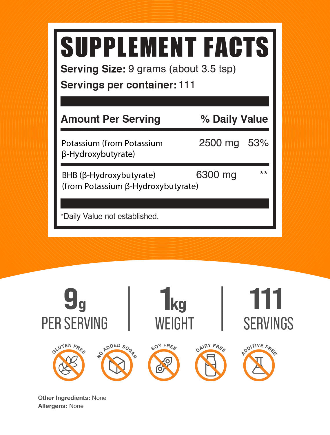 Potassium BHB powder label 1kg