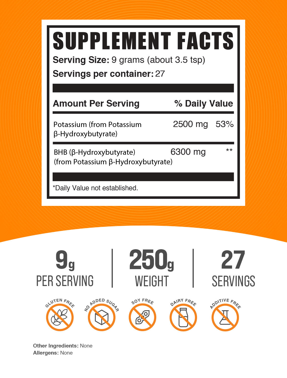 Potassium BHB powder label 250g