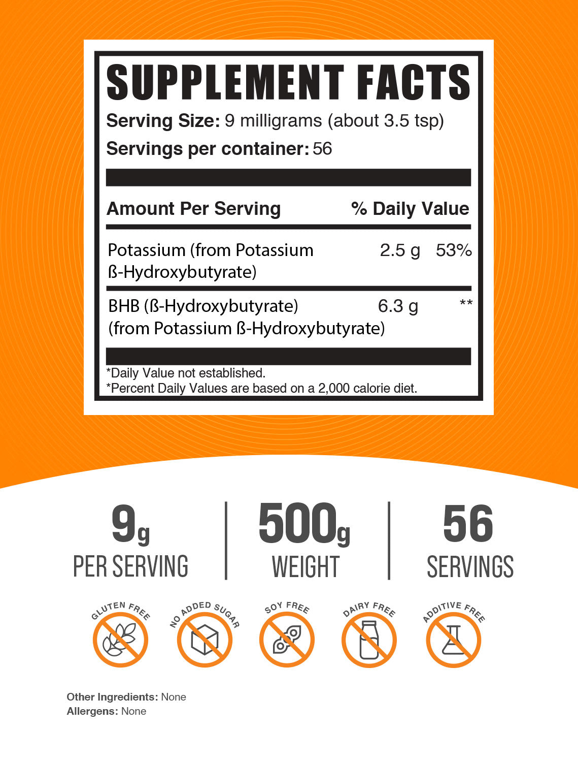 Potassium BHB powder label 500g