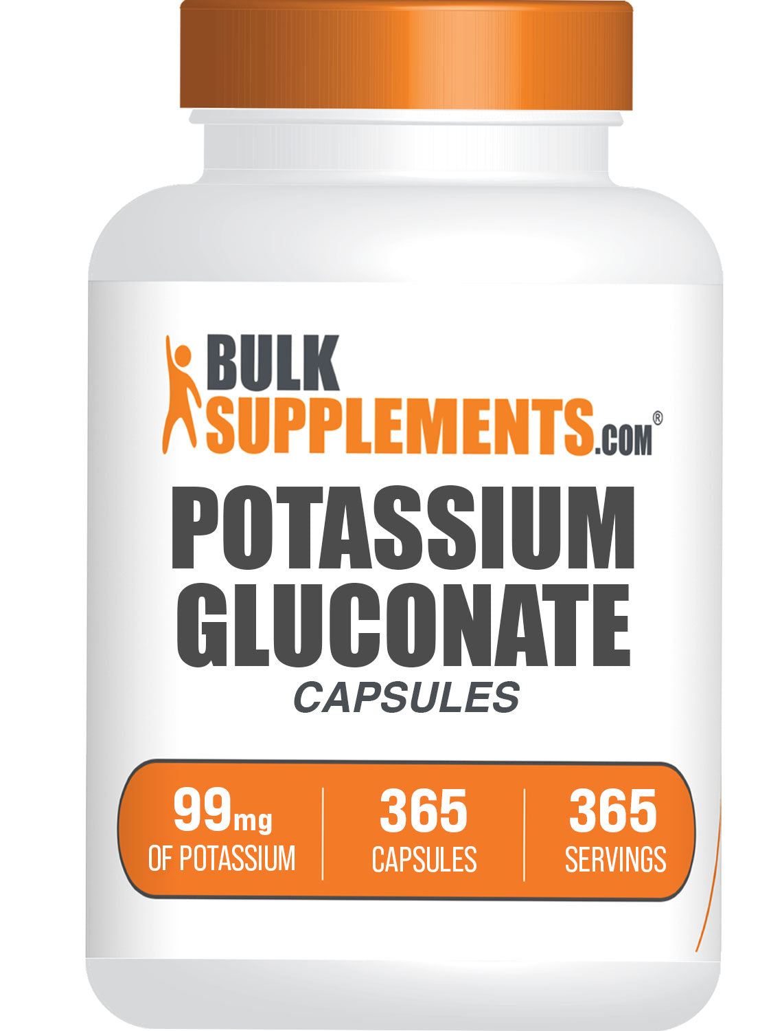 BulkSupplements.com Potassium Gluconate Capsules 365 ct bottle image