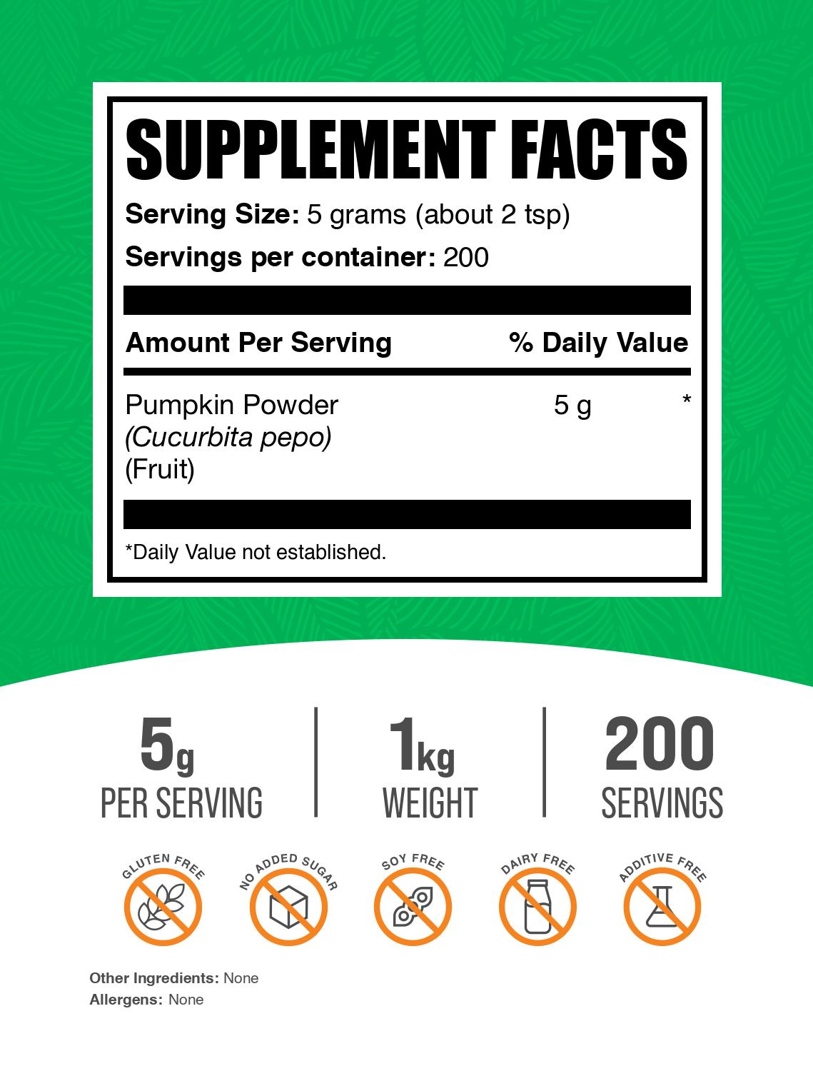 Pumpkin powder label 1kg