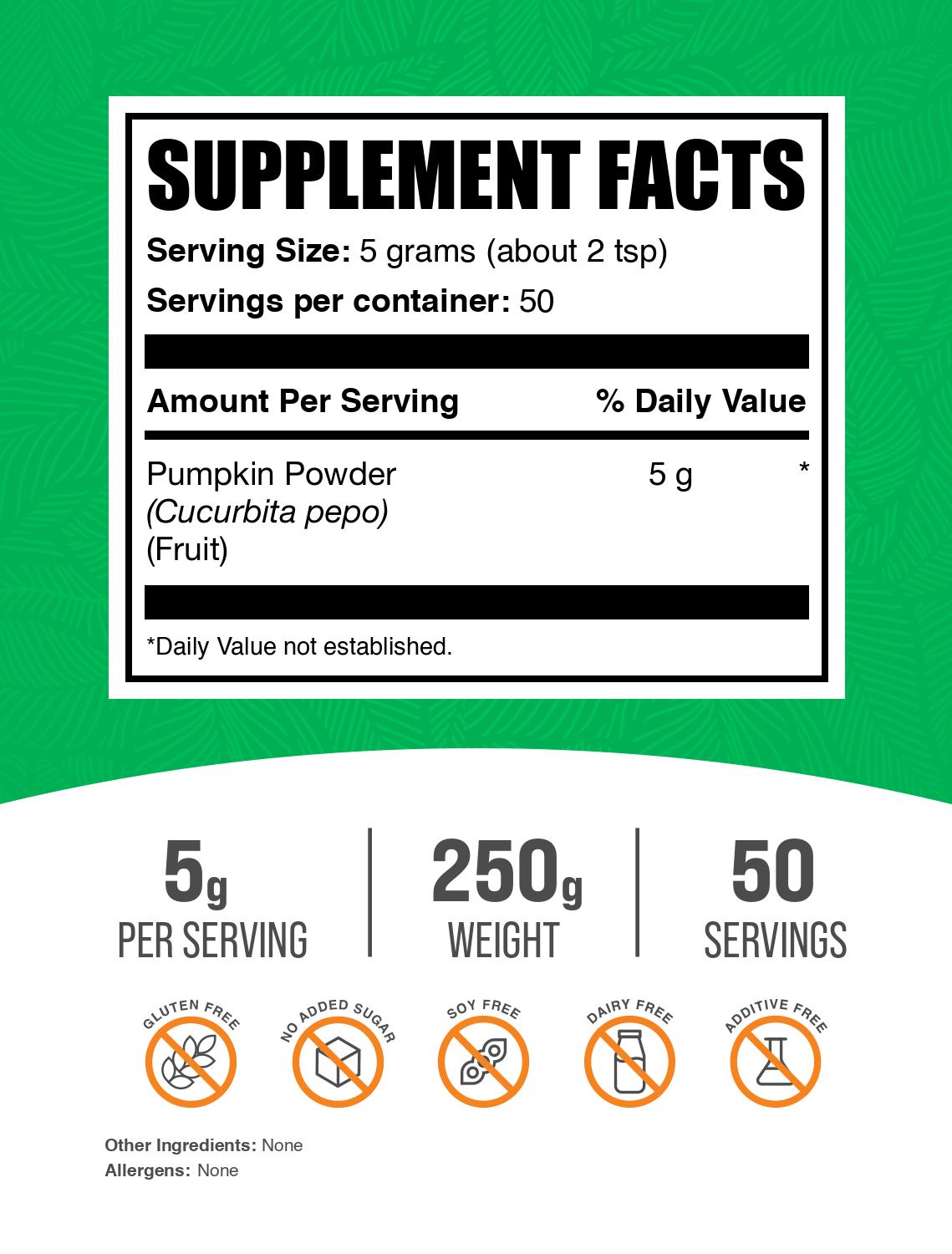 Pumpkin powder label 250g