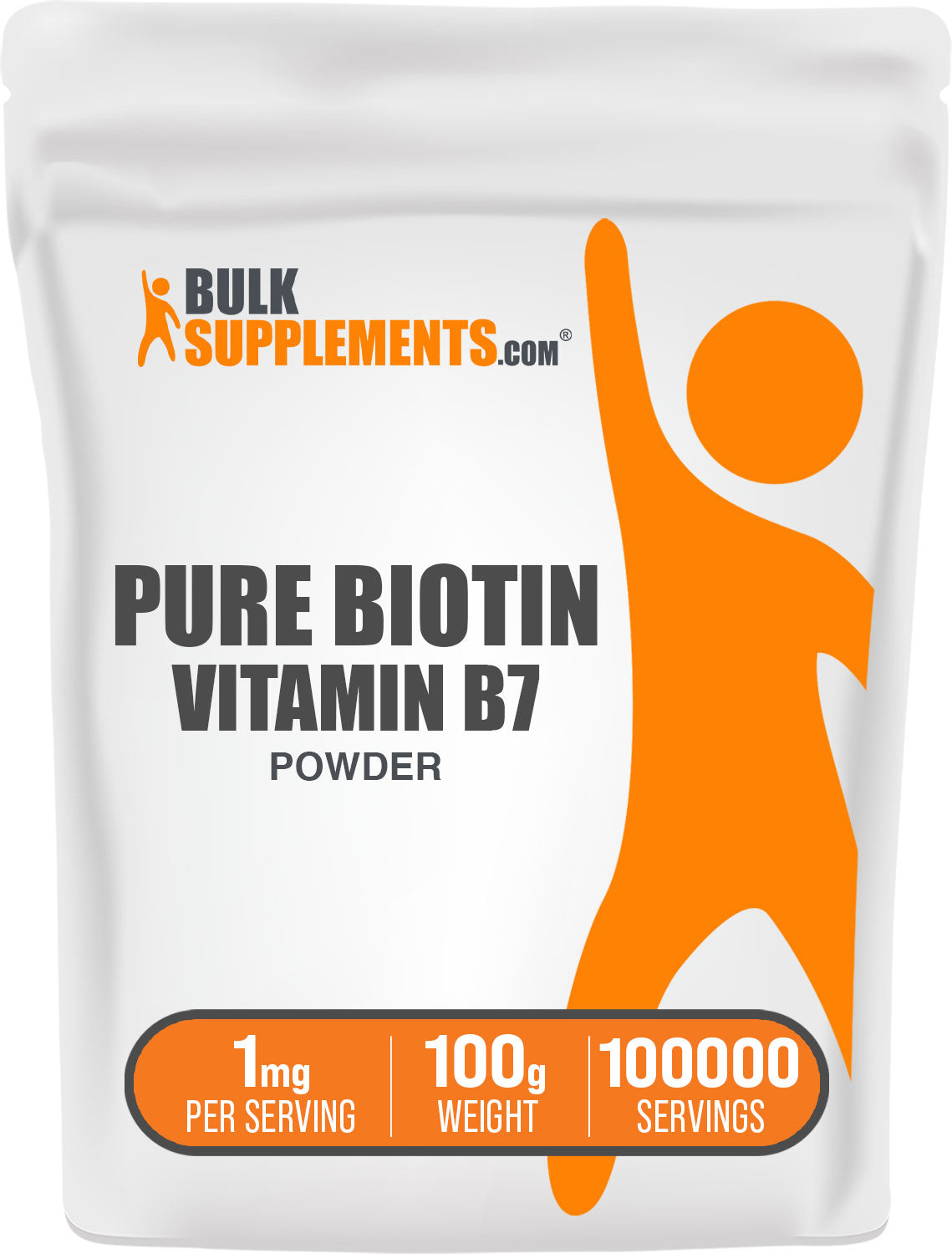 BulkSupplements.com Pure Biotin (Vitamin B7) Powder 100g bag image