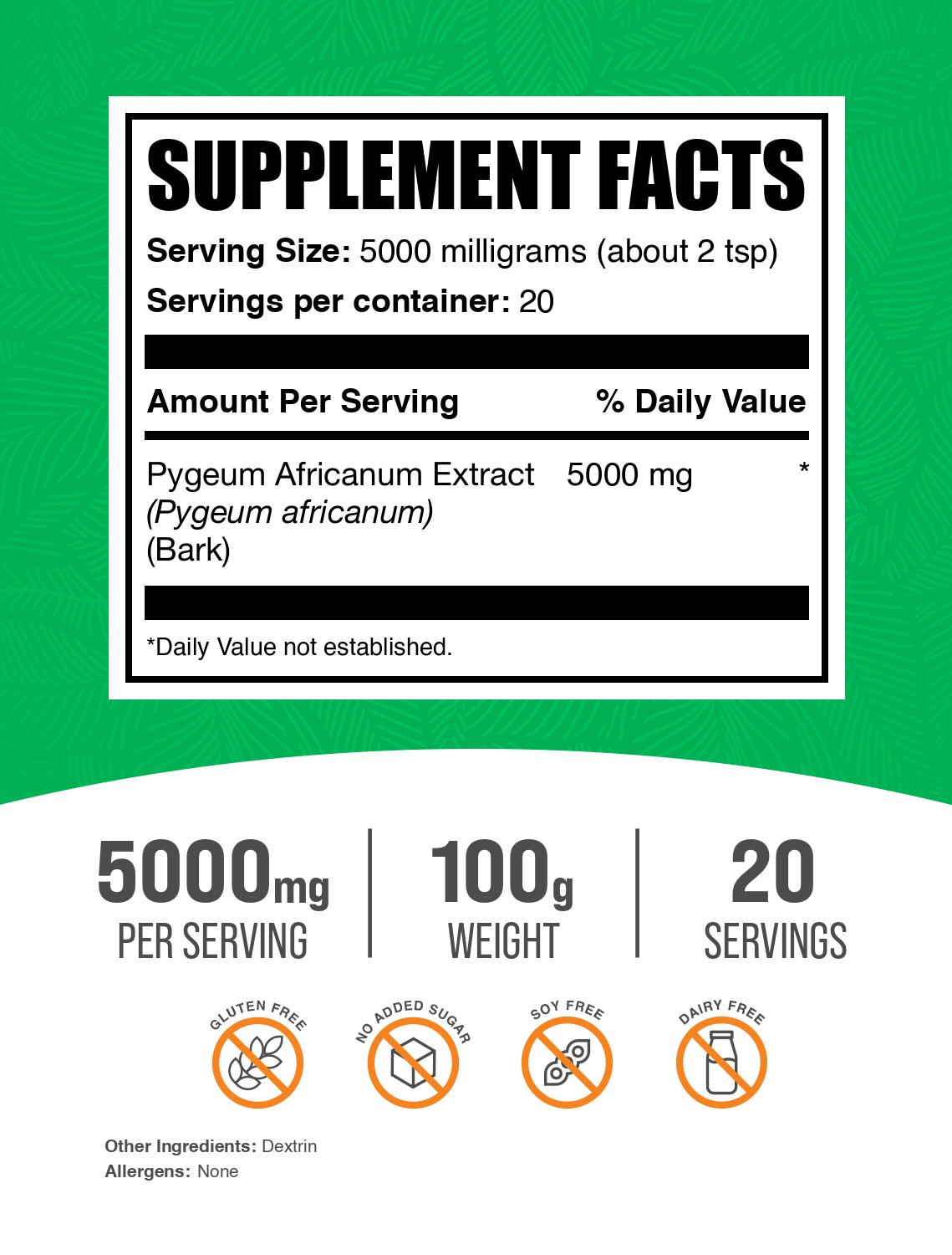 Pygeum Africanum Extract powder label 100g