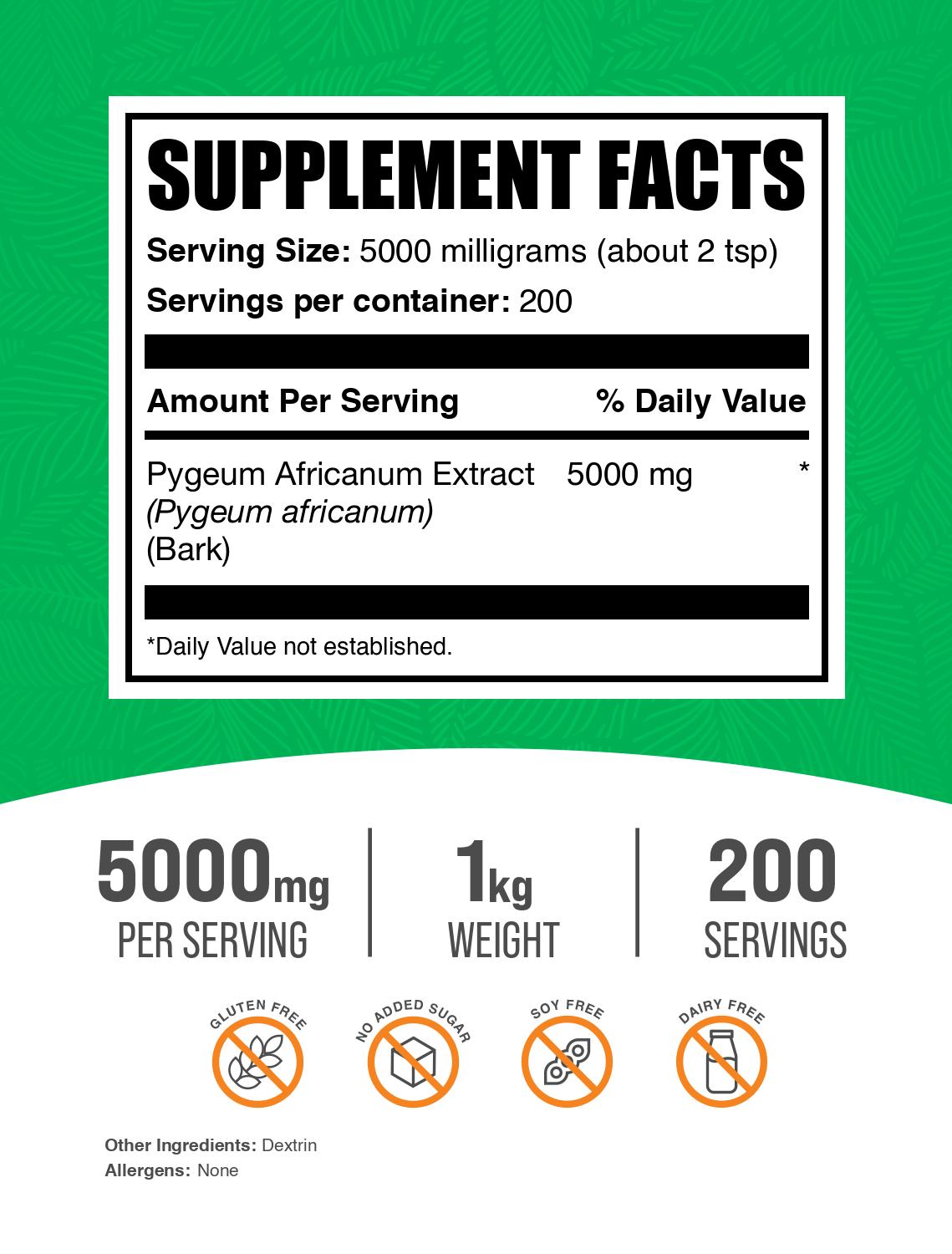 Pygeum Africanum Extract powder label 1kg