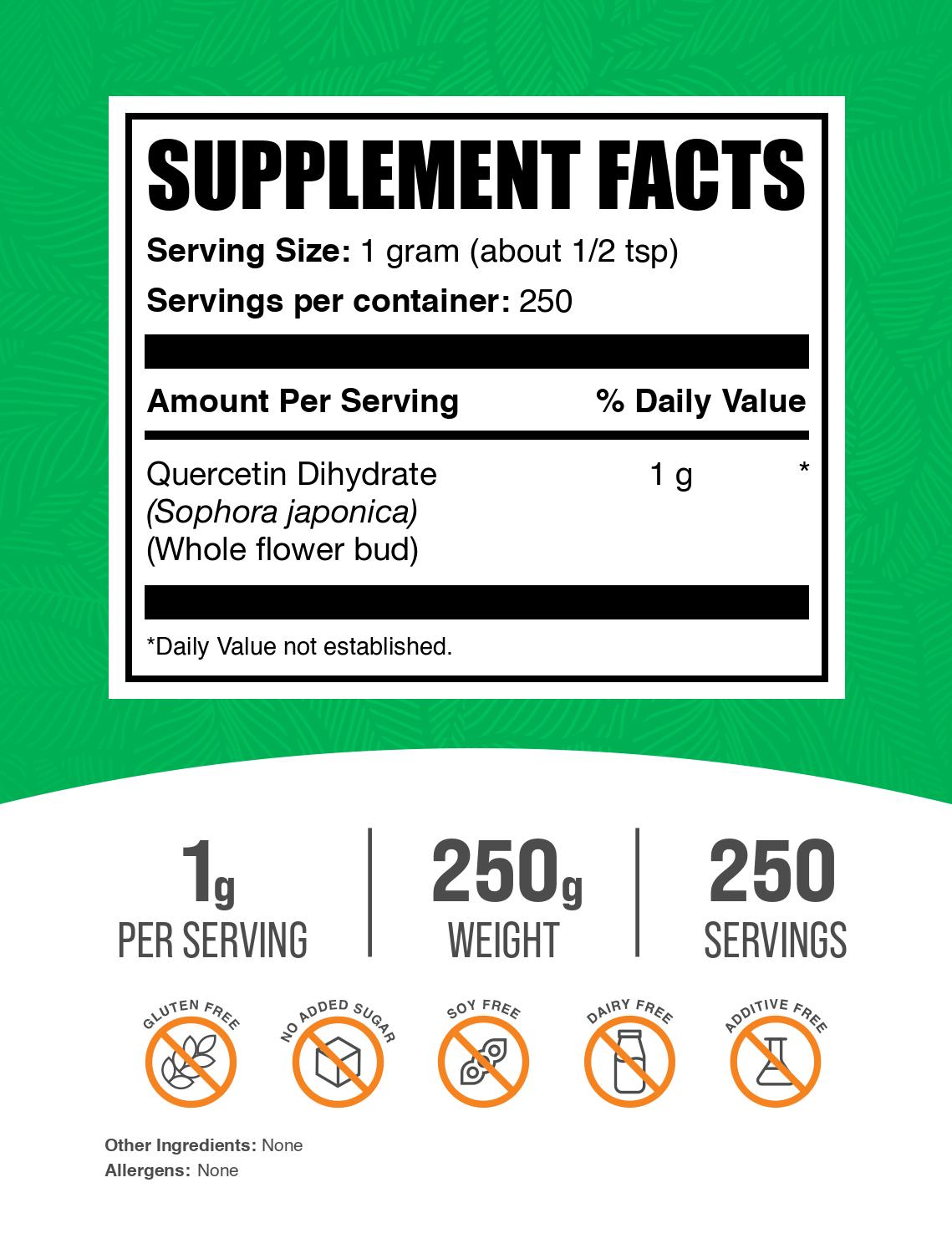 Quercetin Dihydrate powder label 250g