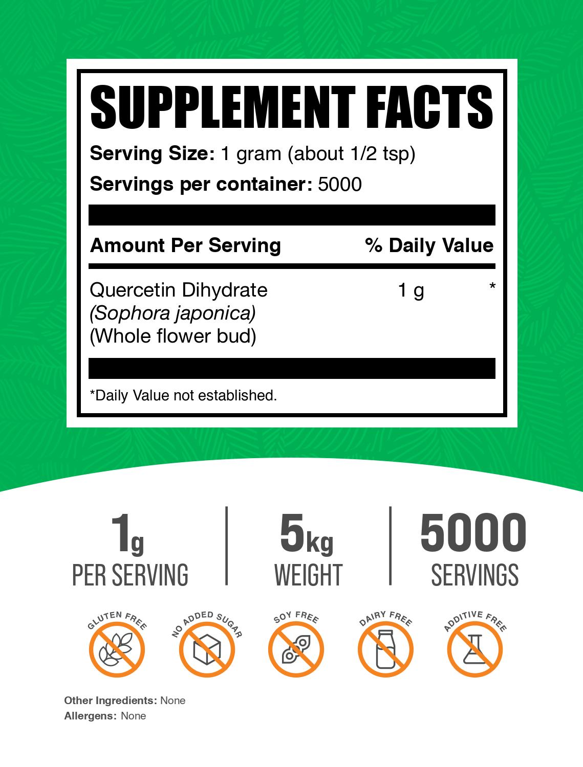 Quercetin Dihydrate powder label 5kg