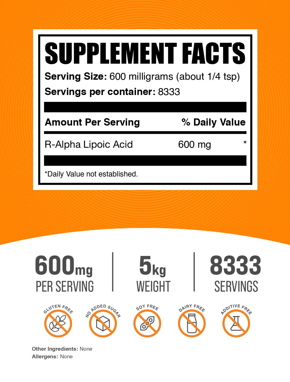 BulkSupplements.com R-Alpha Lipoic Acid Powder 5kg bag image