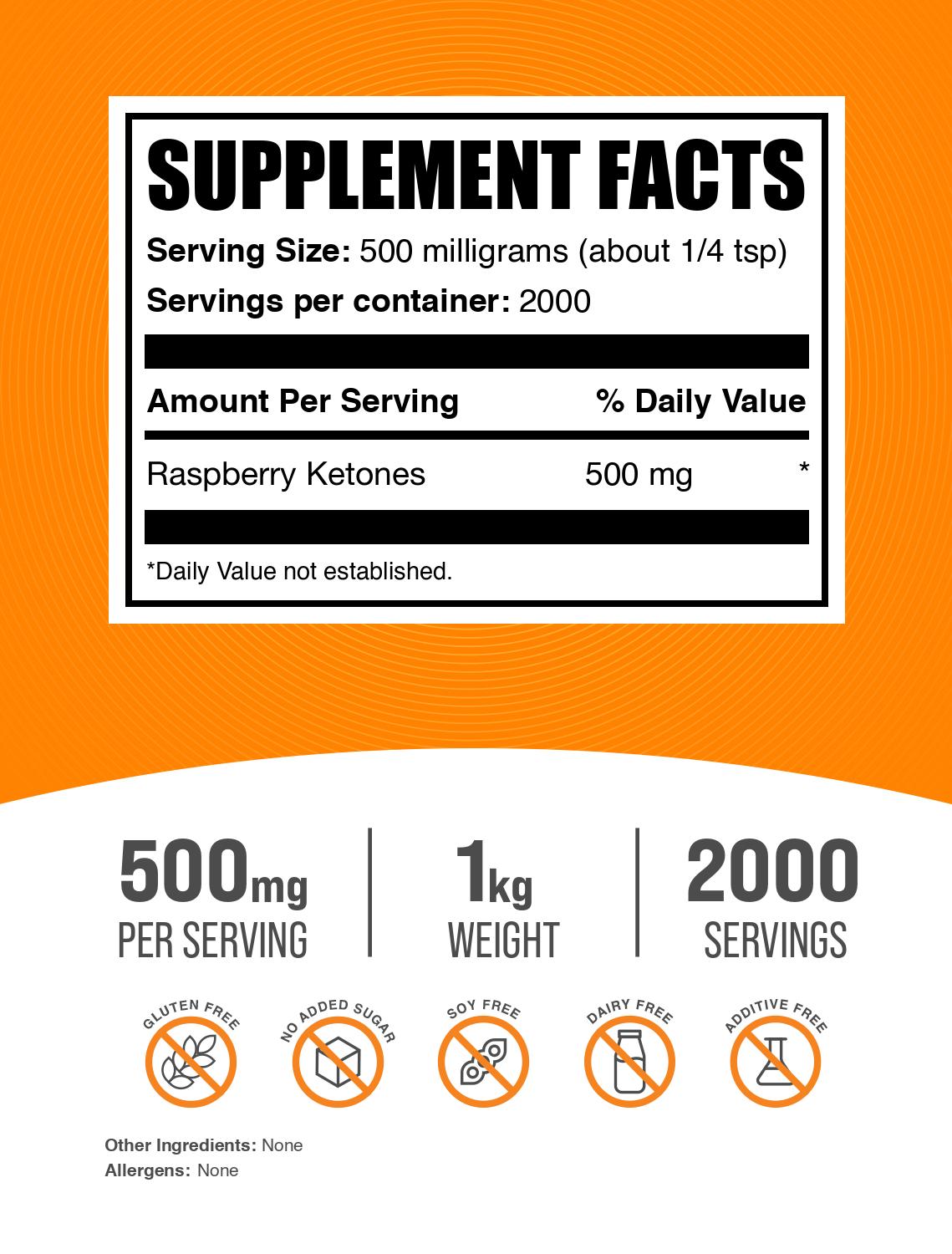 Raspberry Ketones powder label 1kg