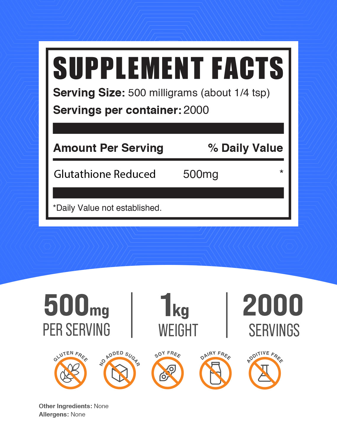 Reduced glutathione powder label 1kg