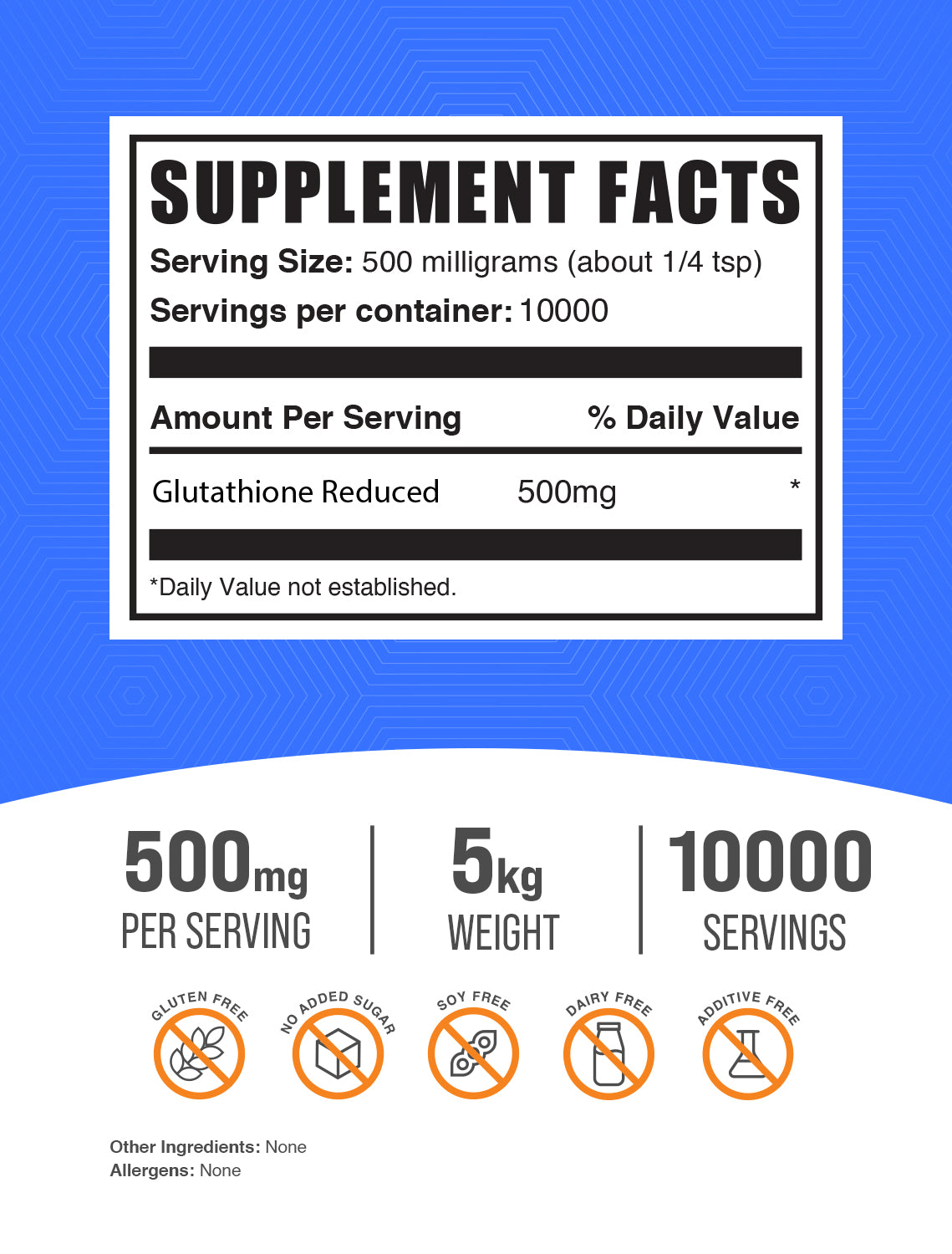 Reduced glutathione powder label 5kg