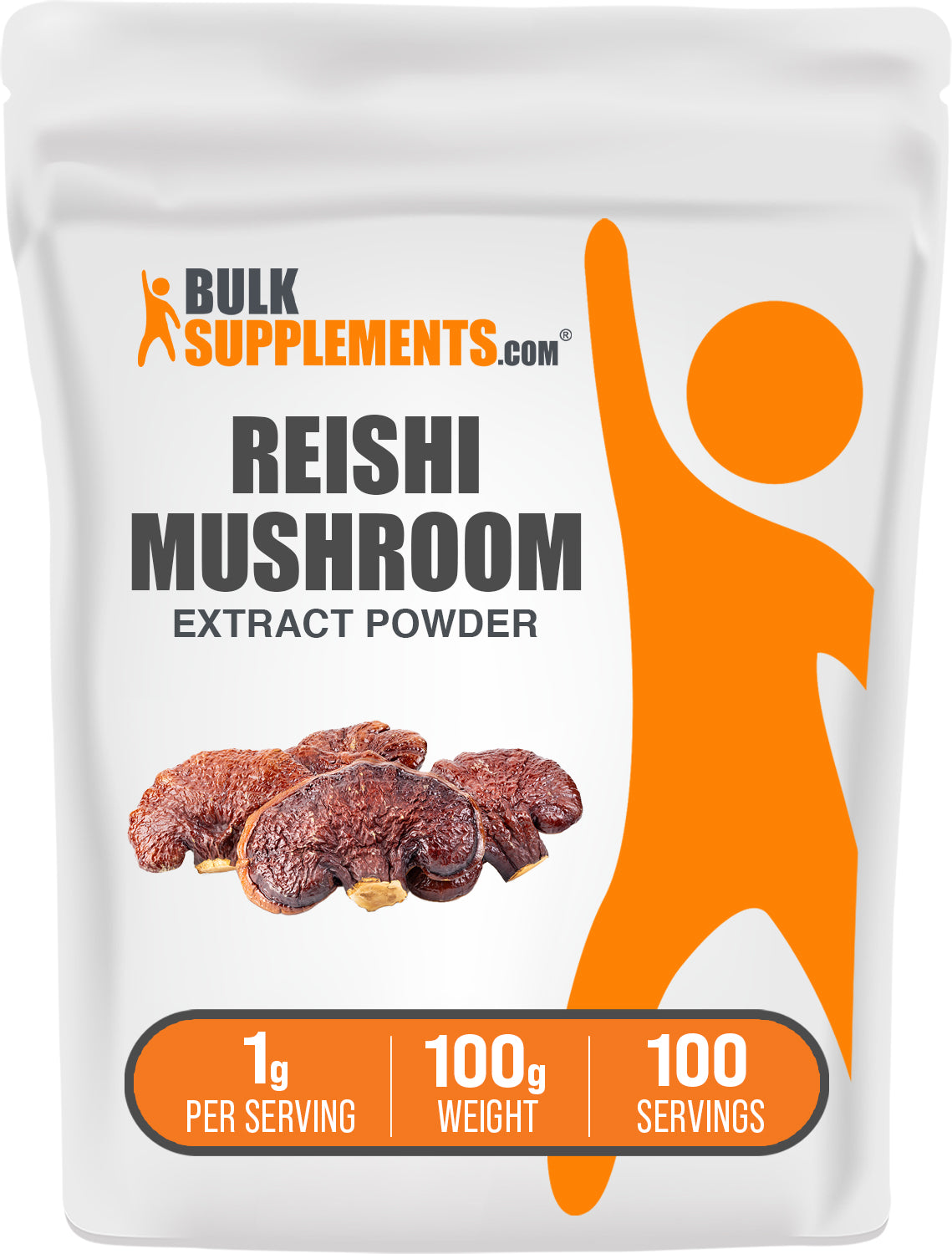 BulkSupplements.com Reishi Mushroom Extract Powder 100g bag image