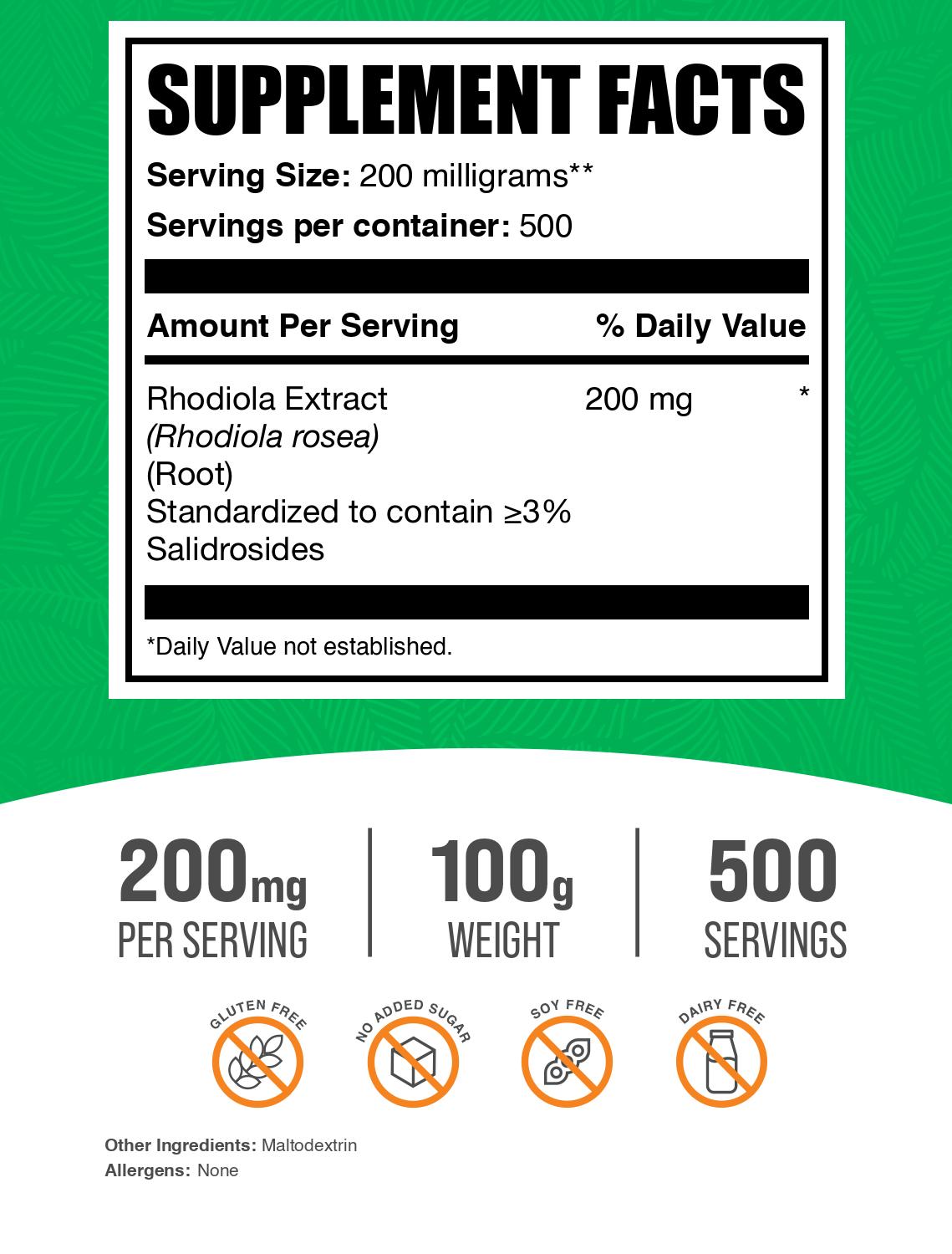 Rhodiola Extract (3% Salidroside) Powder label 100g