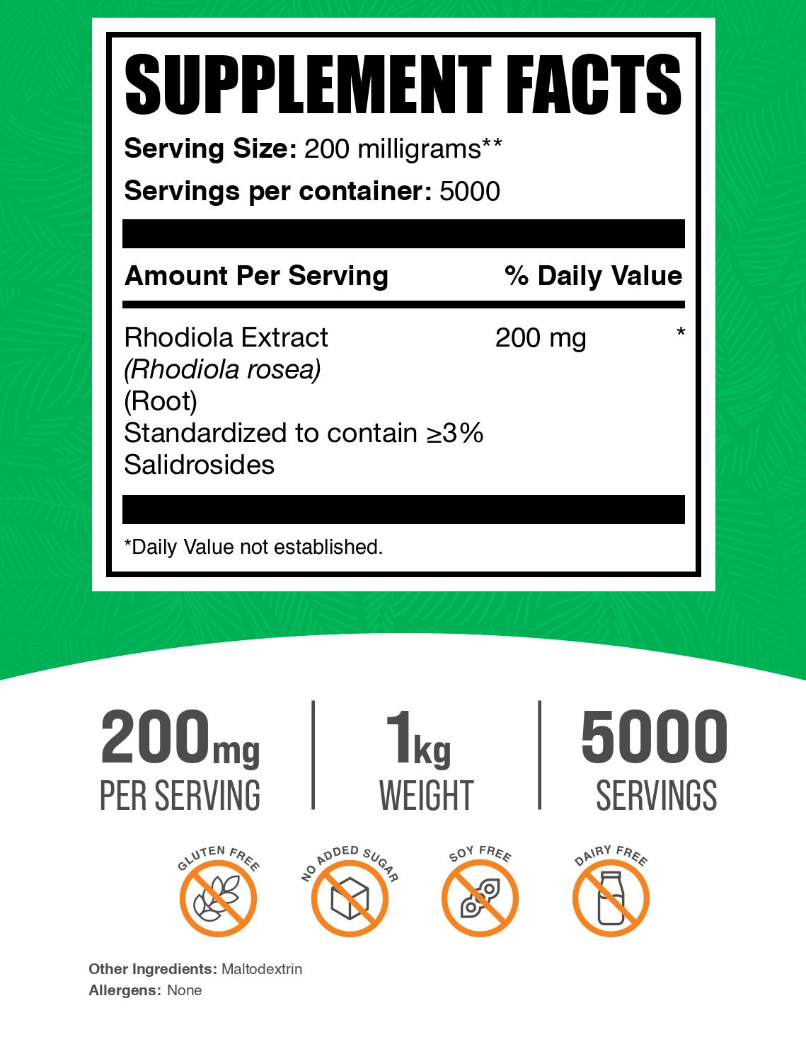 Rhodiola Extract (3% Salidroside) Powder label 1kg