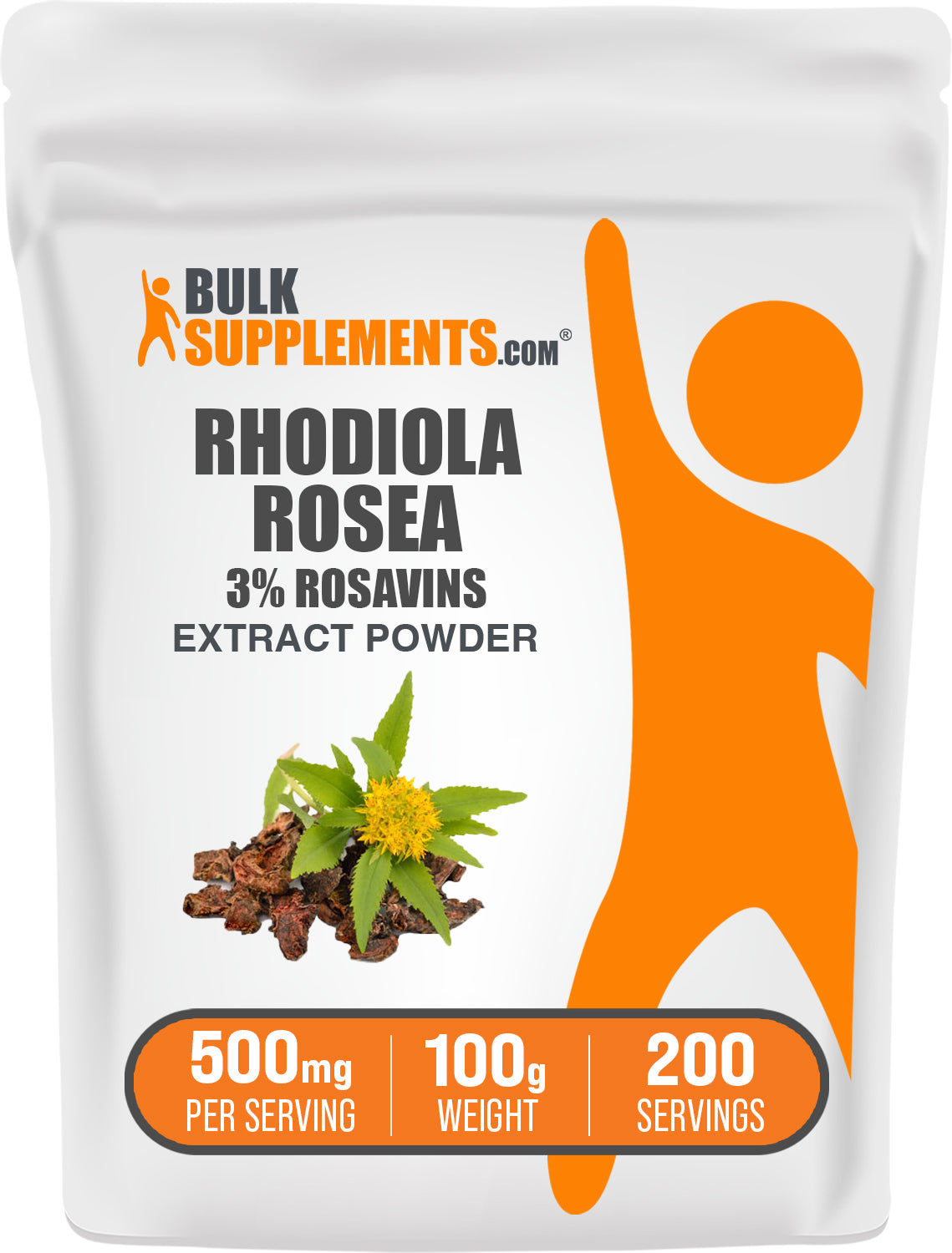 BulkSupplements.com Rhodiola Extract (3% Rosavin) Powder 100g bag image