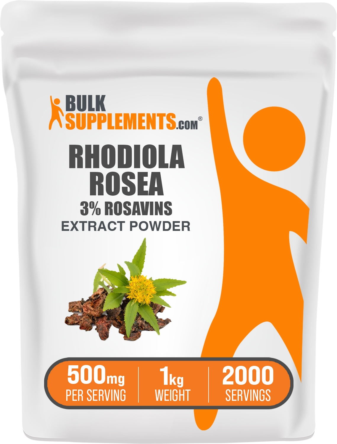 BulkSupplements.com Rhodiola Extract (3% Rosavin) Powder 1kg bag image