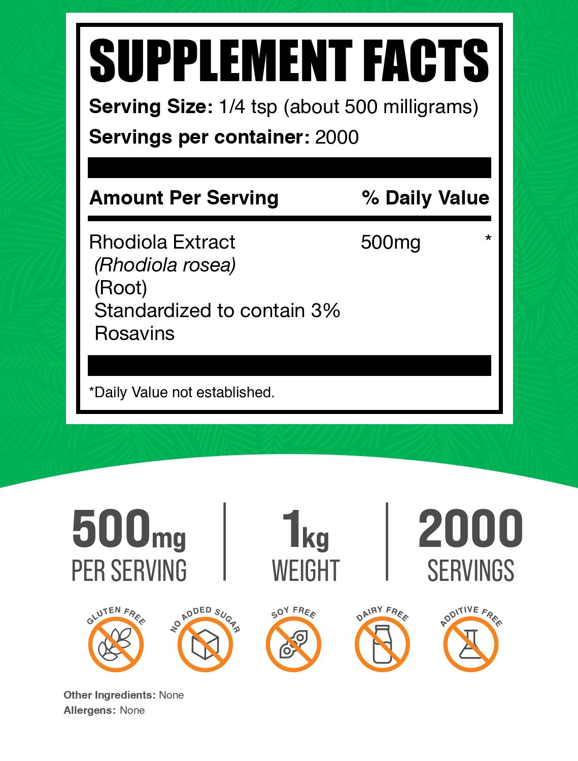 Rhodiola Extract (3% Rosavin) powder label 1kg