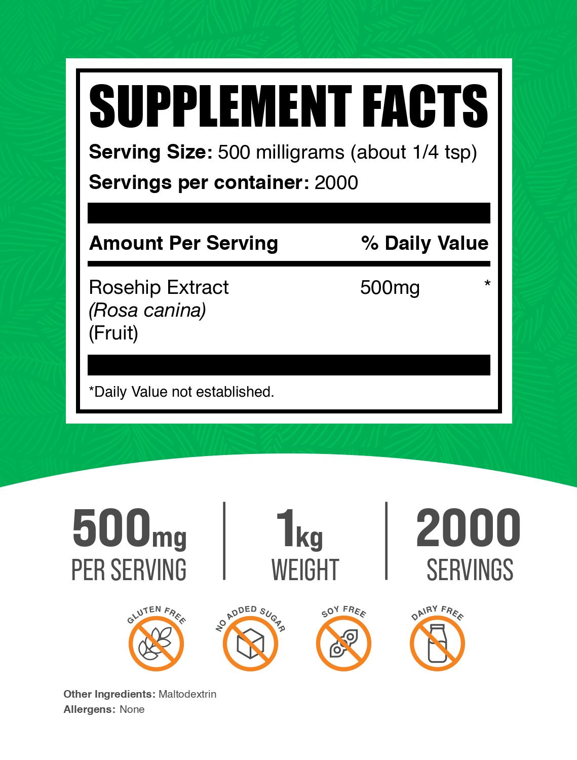 Rosehip Extract Powder label 1kg