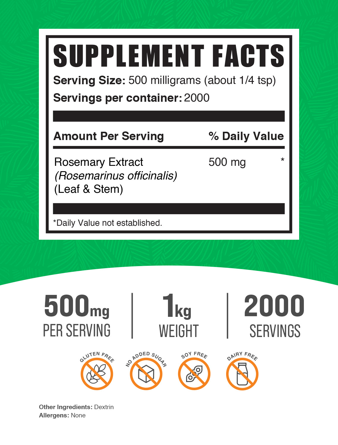 Rosemary Extract powder label 1kg