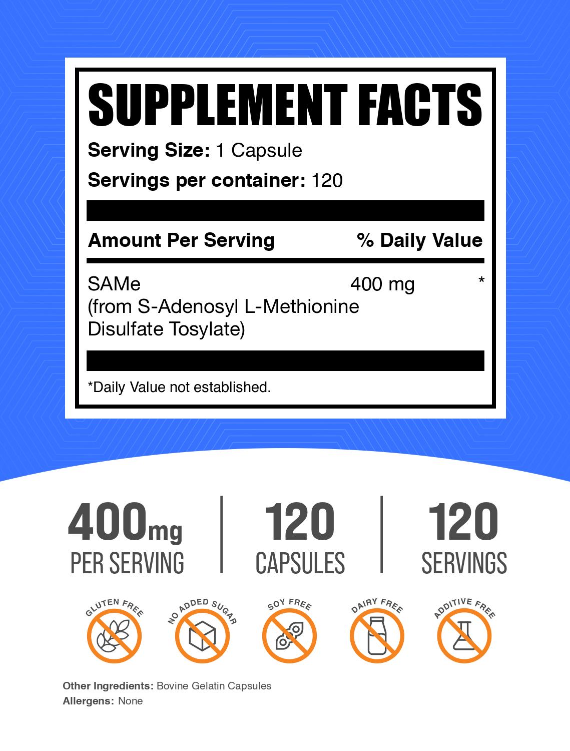 SAMe capsules 120 ct label