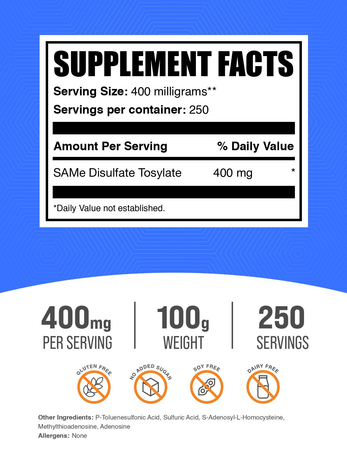 S-Adenosyl-L-Methionine Disulfate Tosylate (SAMe) powder label 100g