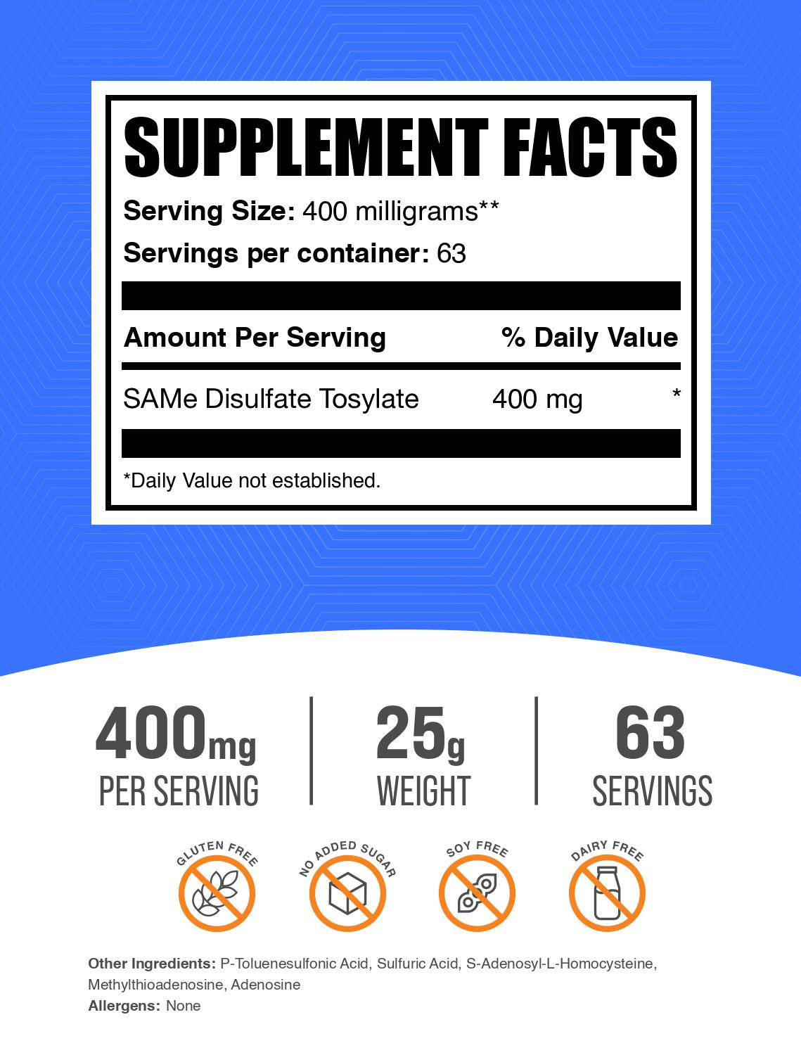 S-Adenosyl-L-Methionine Disulfate Tosylate (SAMe) powder label 25g