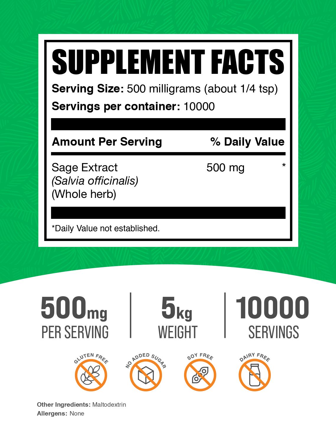 Sage Extract powder label 5kg