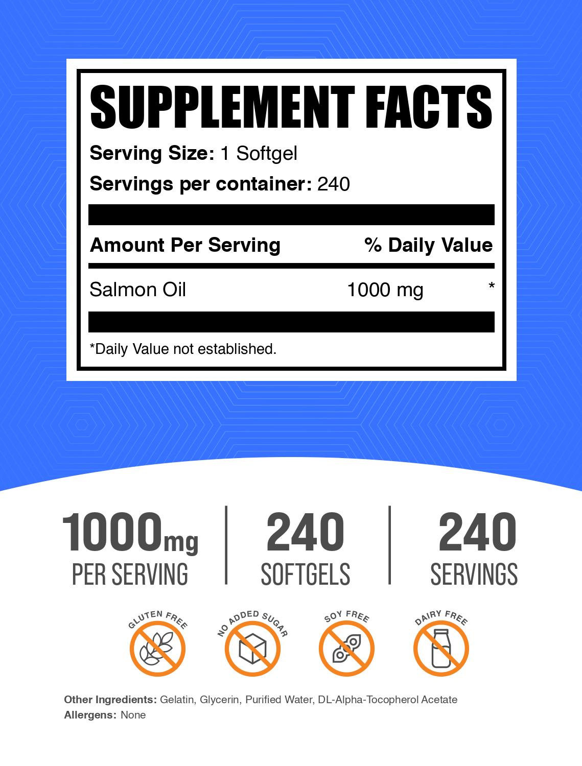 Salmon Oil Softgels 240 ct label