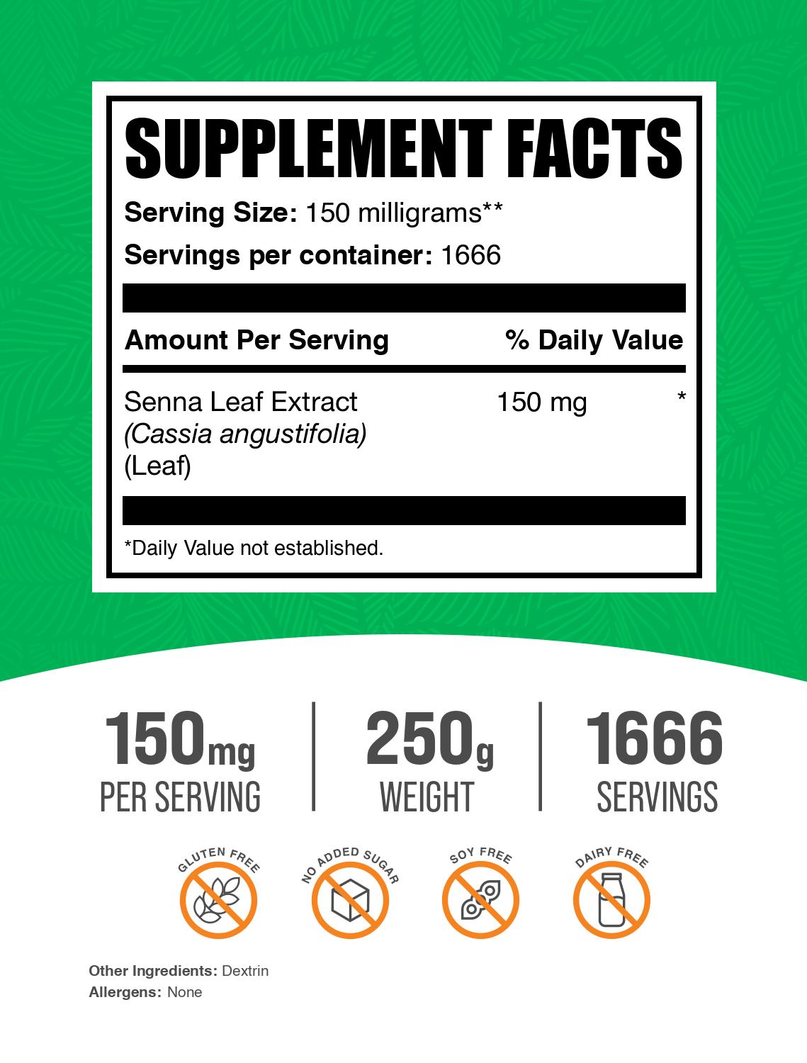 Senna Leaf Extract powder label 250g