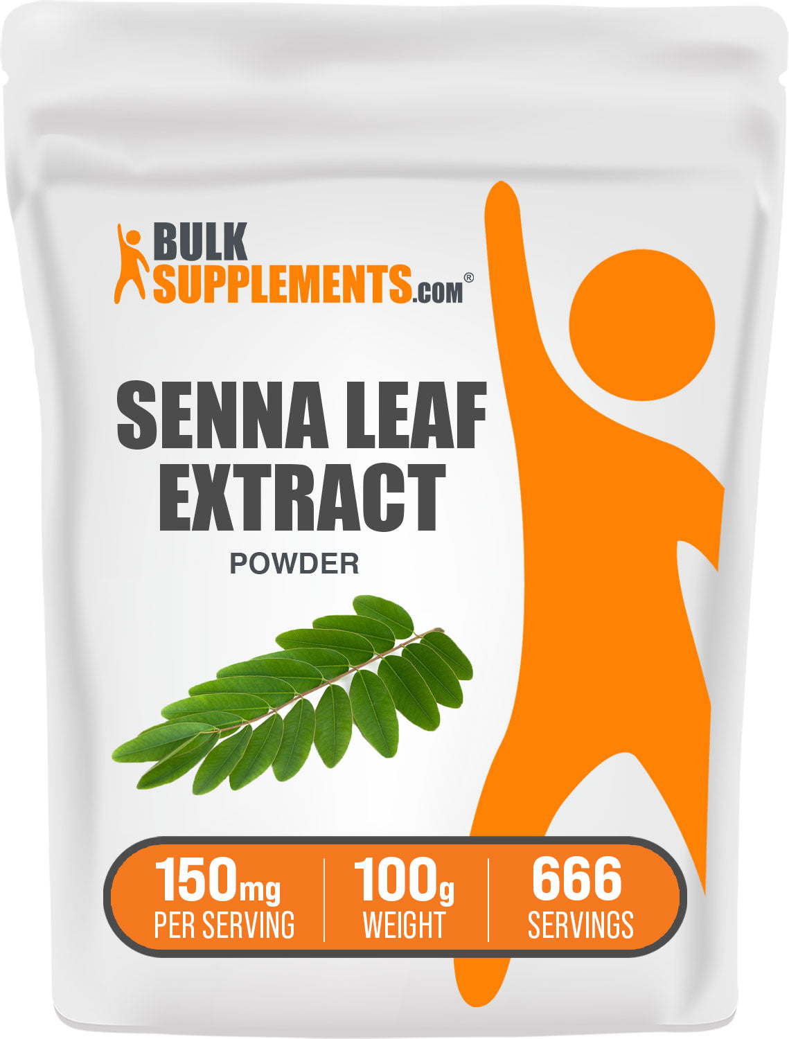 BulkSupplements.com Senna Leaf Extract Powder 100g bag image