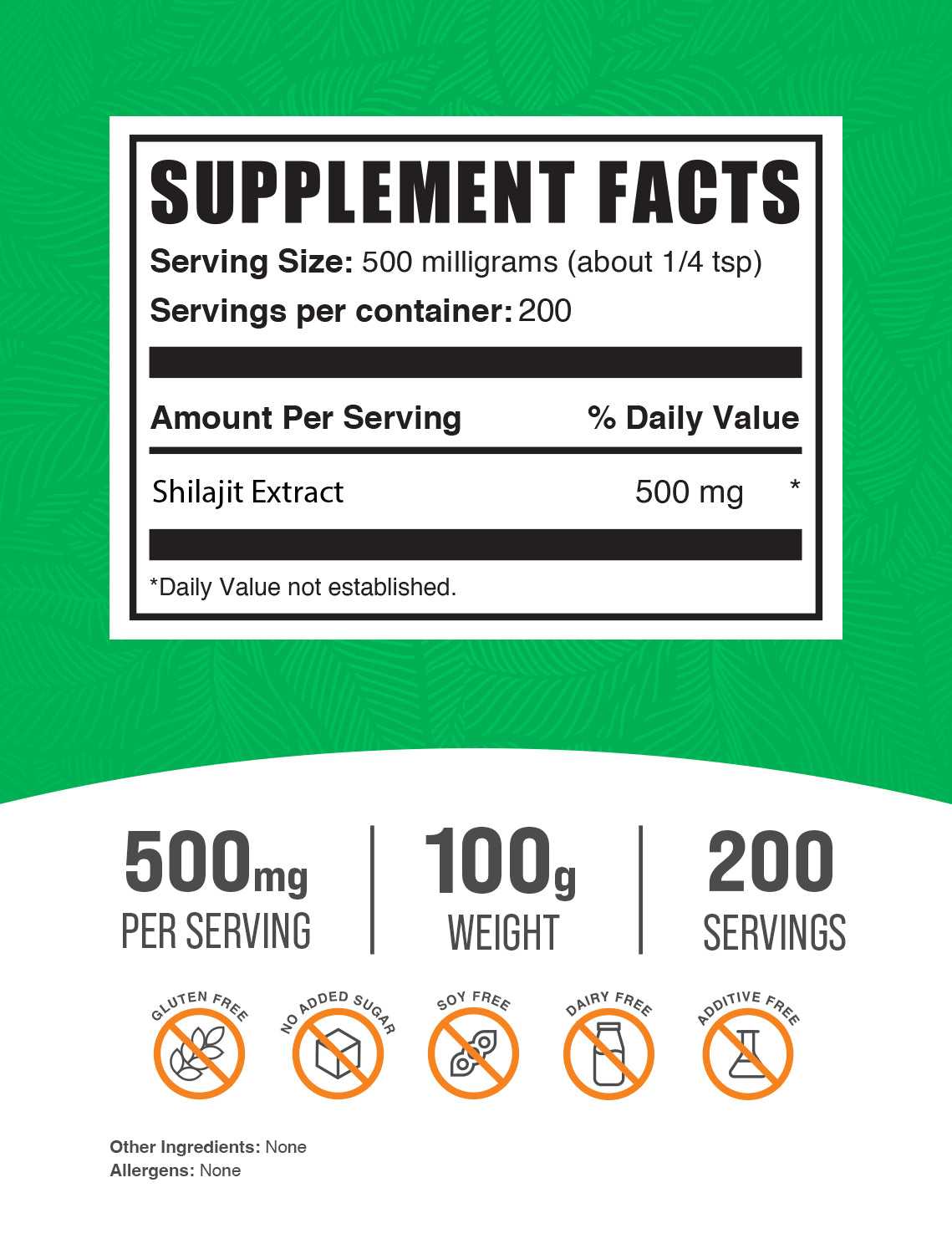 Shilajit extract powder label 100g