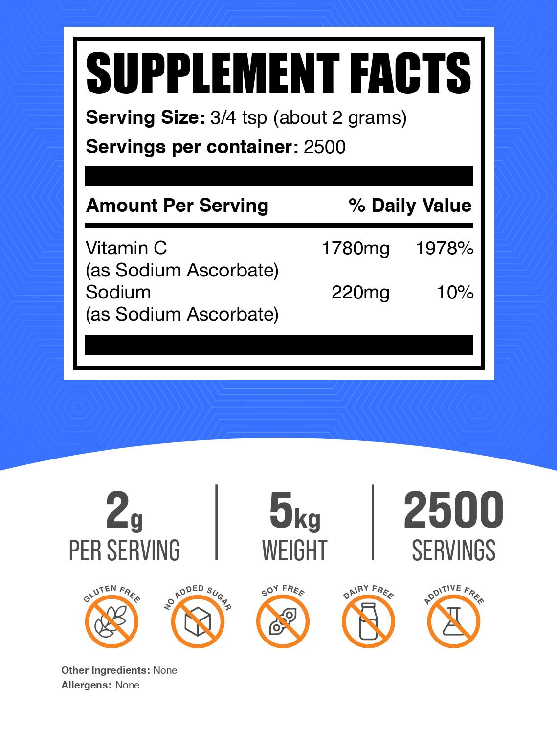 Sodium Ascorbate powder label 5kg