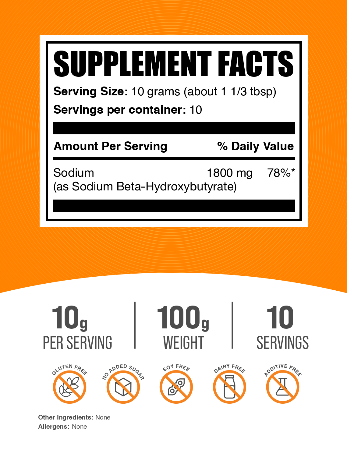 Sodium BHB powder label 100g