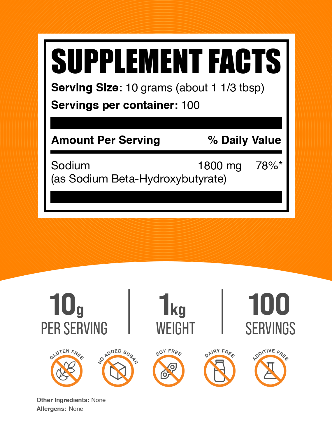 Sodium BHB powder label 1kg