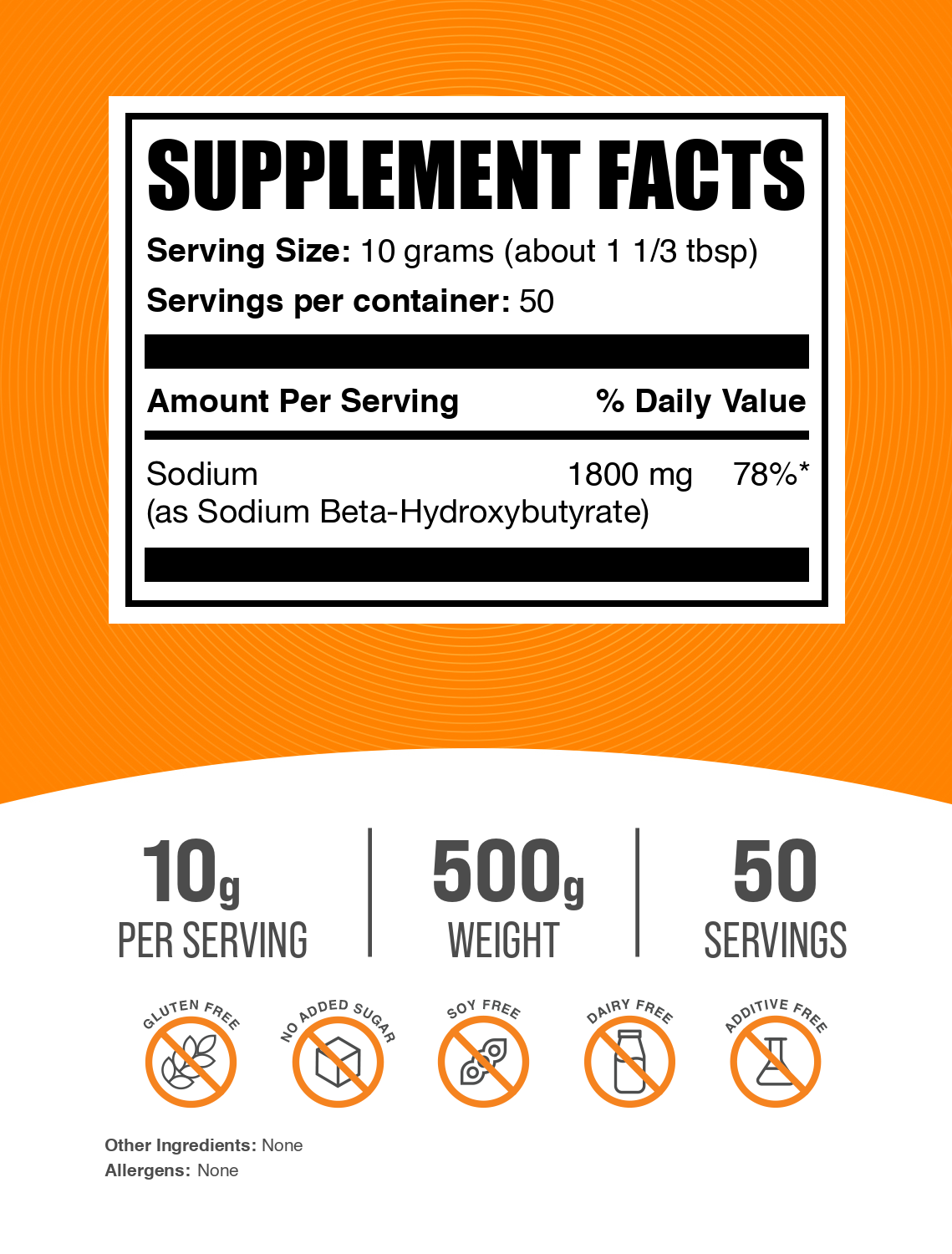 Sodium BHB powder label 500g