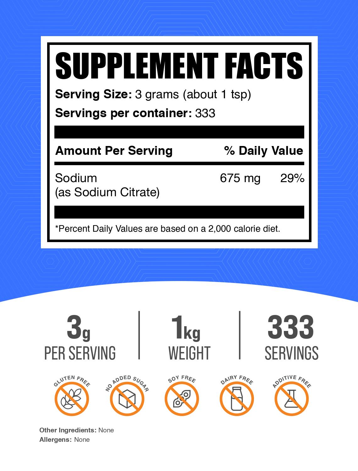 Sodium Citrate powder label 1kg