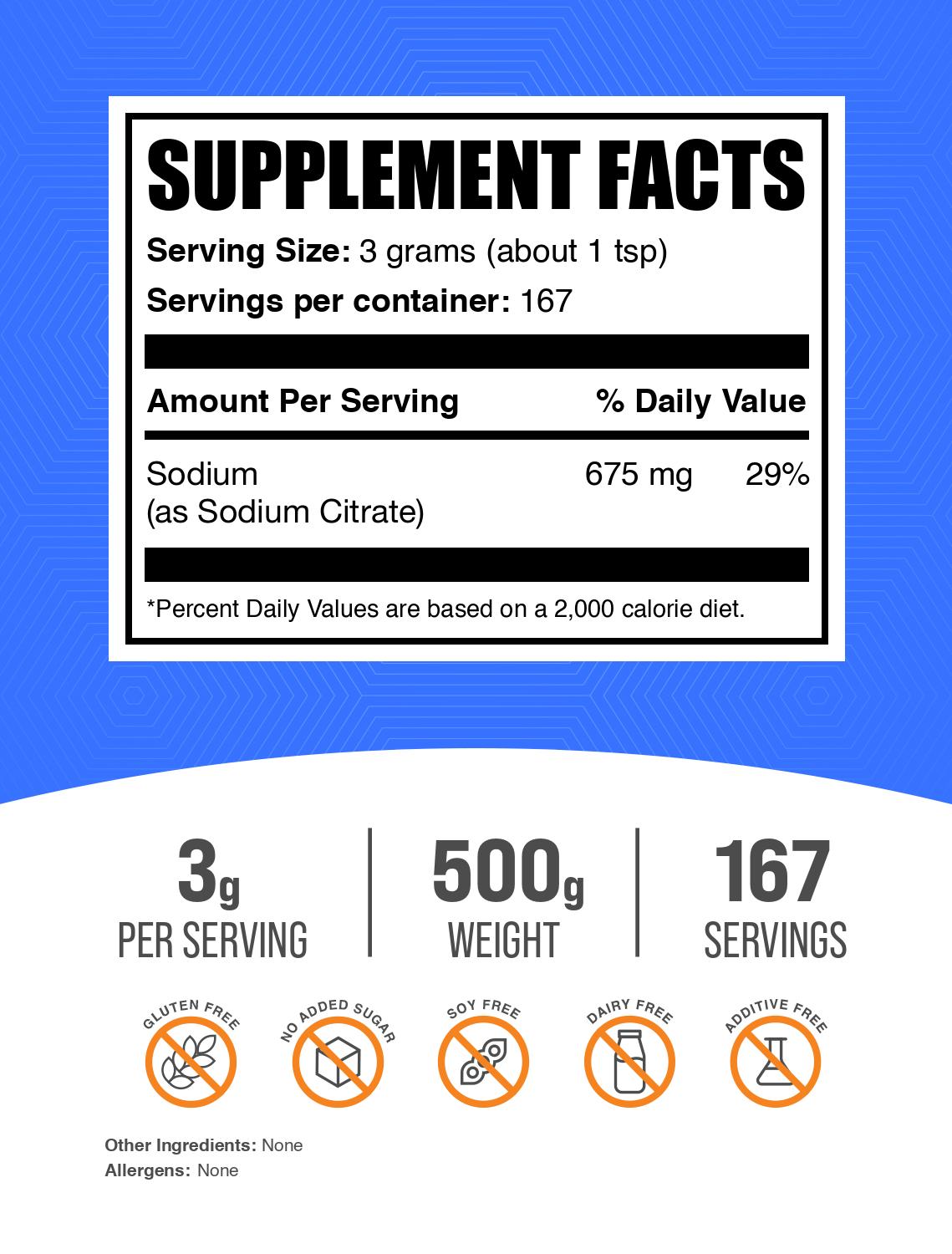 Sodium Citrate powder label 500g