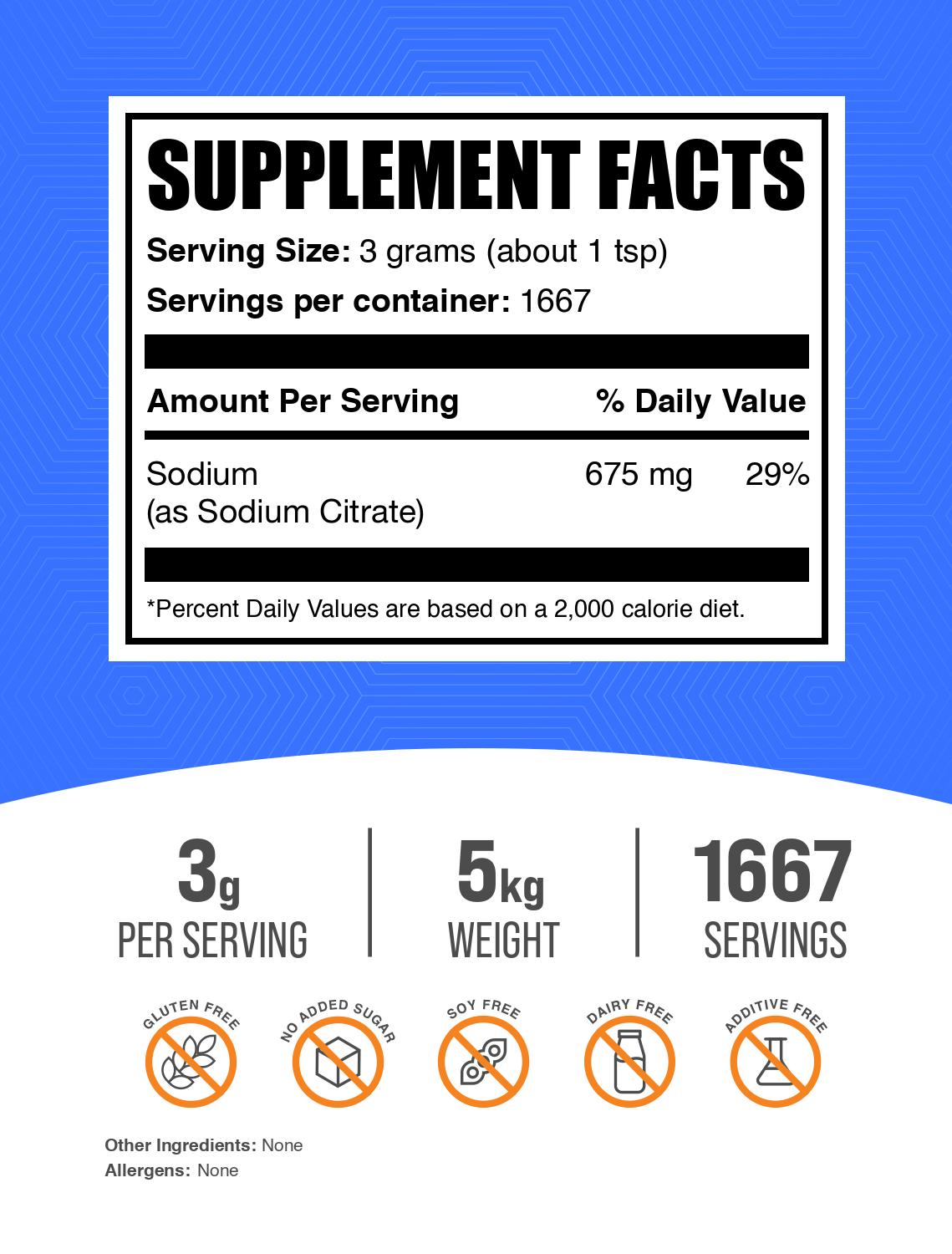 Sodium Citrate powder label 5kg