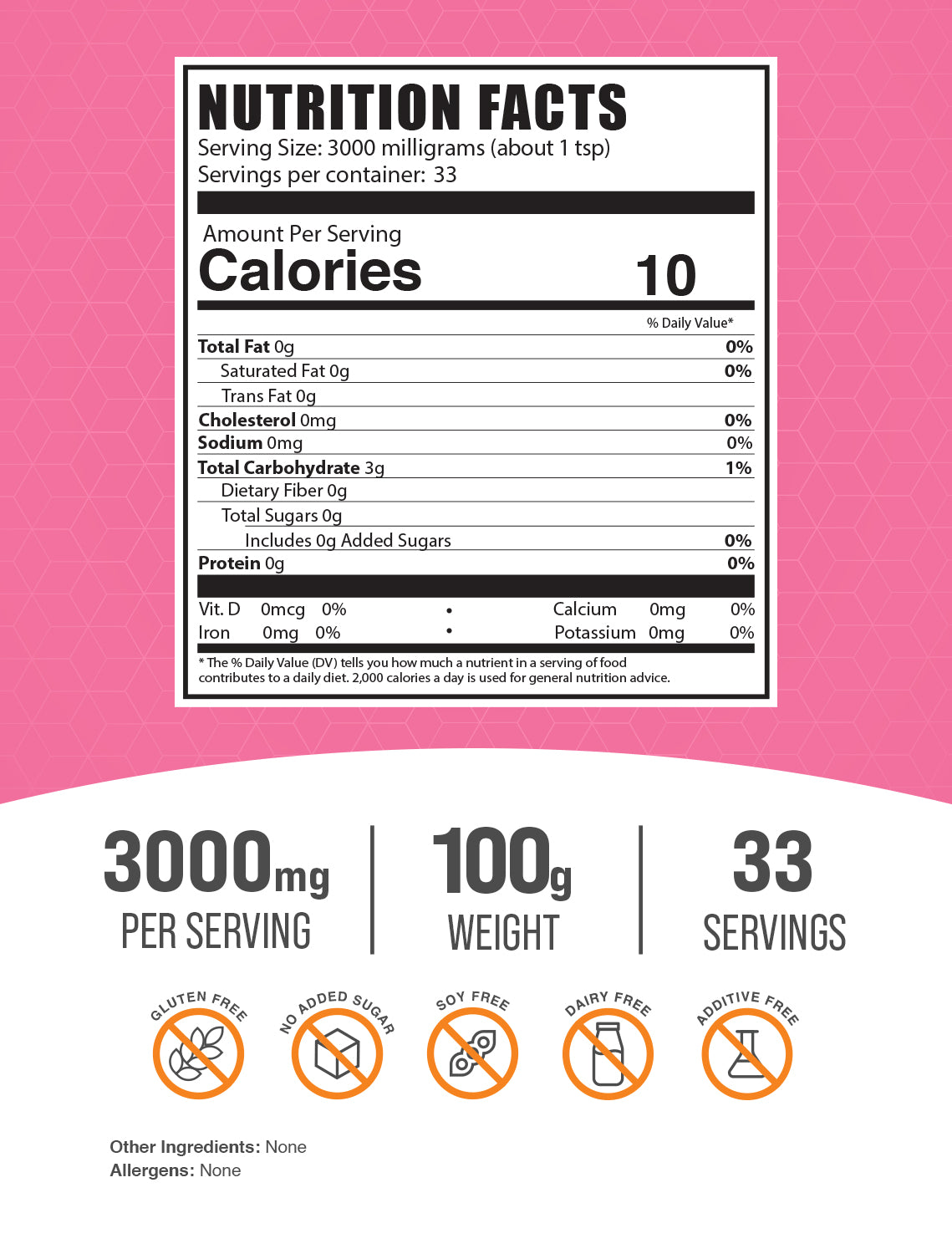 Sorbitol powder label 100g