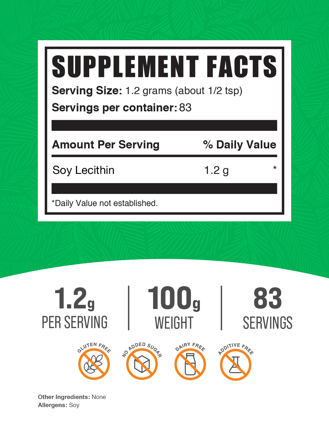 Soy lecithin powder label 100g