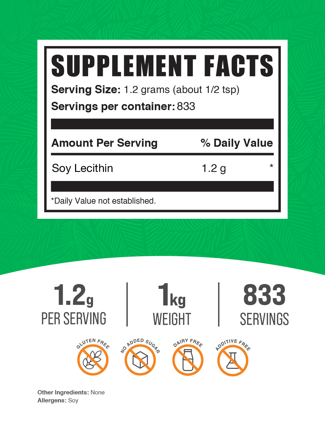 Soy lecithin powder label 1kg