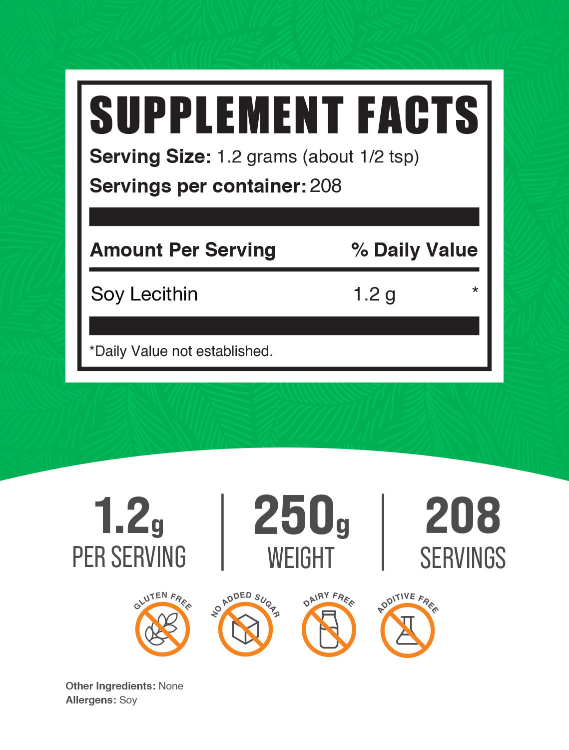 Soy lecithin powder label 250g