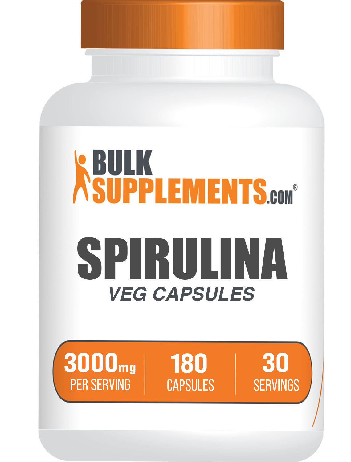 BulkSupplements.com Spirulina Capsules 180 ct bottle image