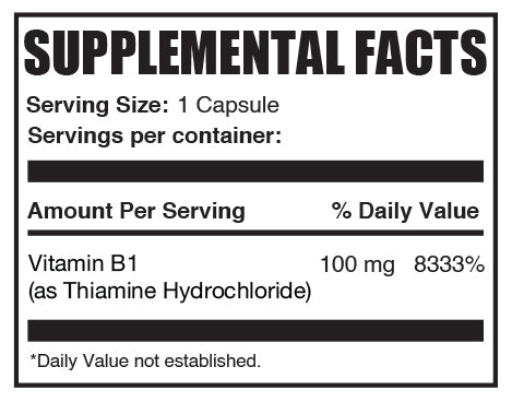 Thiamine hcl vitamin b1 capsules mini label