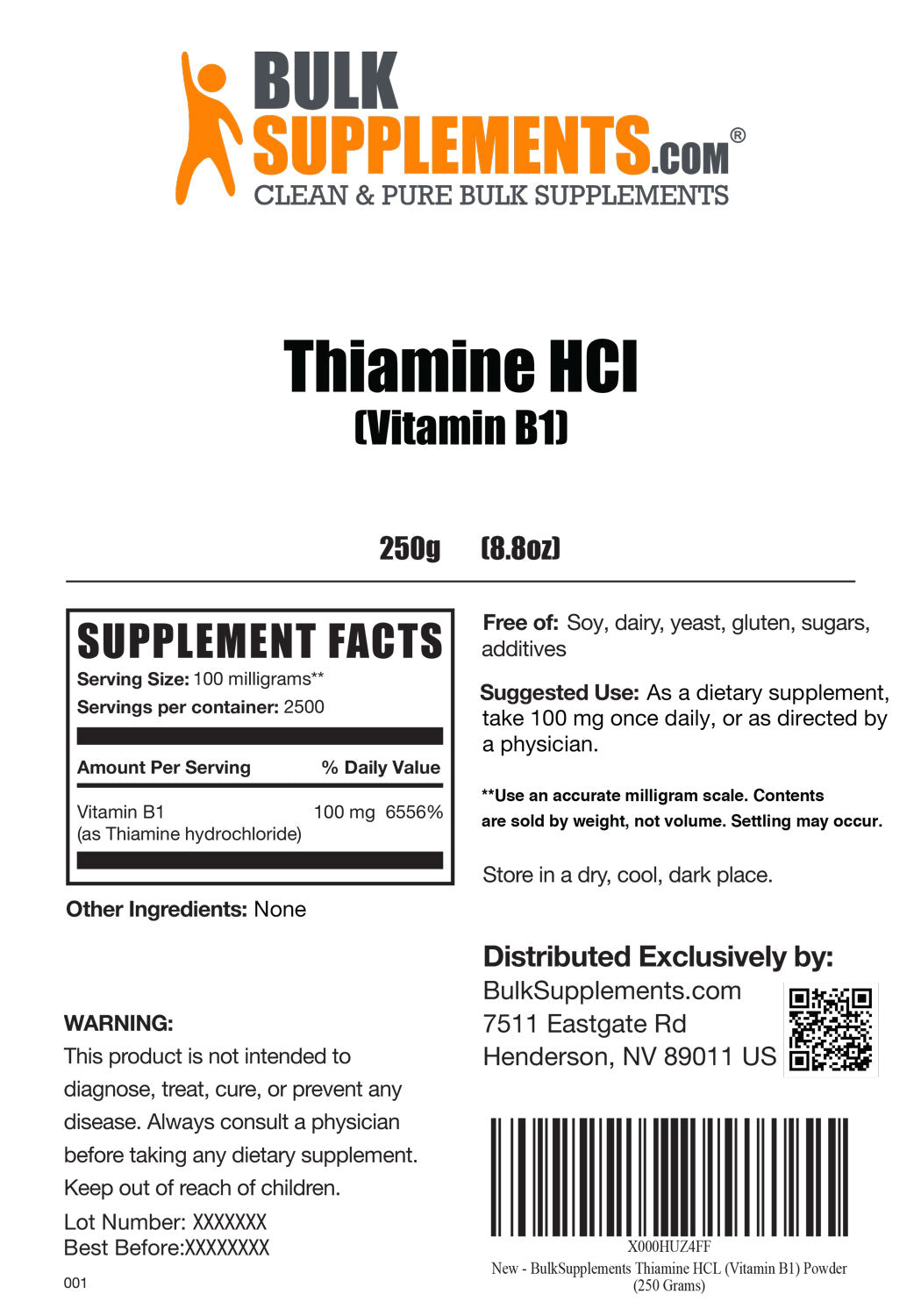 Thiamine HCl Powder | Vitamin B1 | Vitamin B Supplement