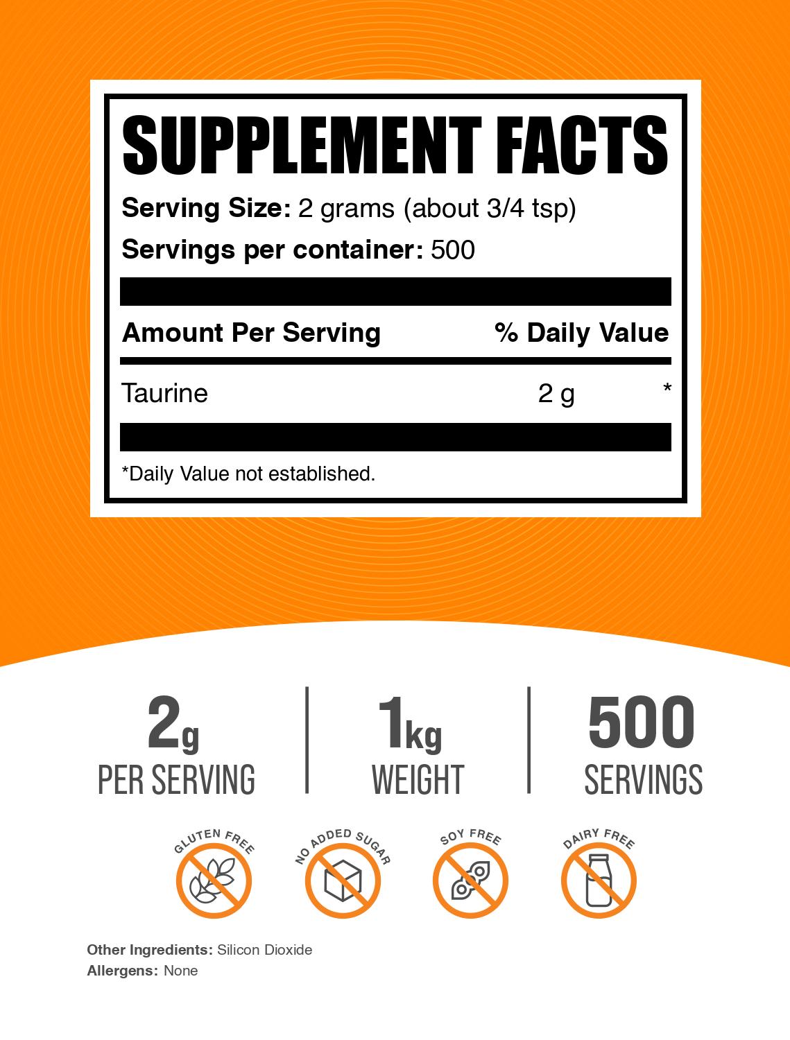 Taurine powder label 1kg