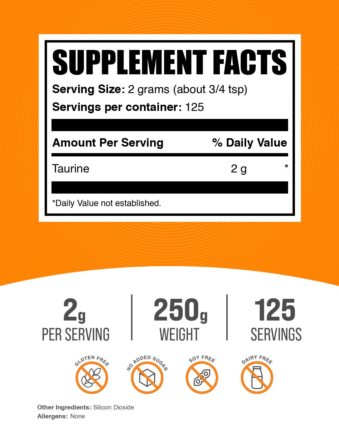 Taurine powder label 250g