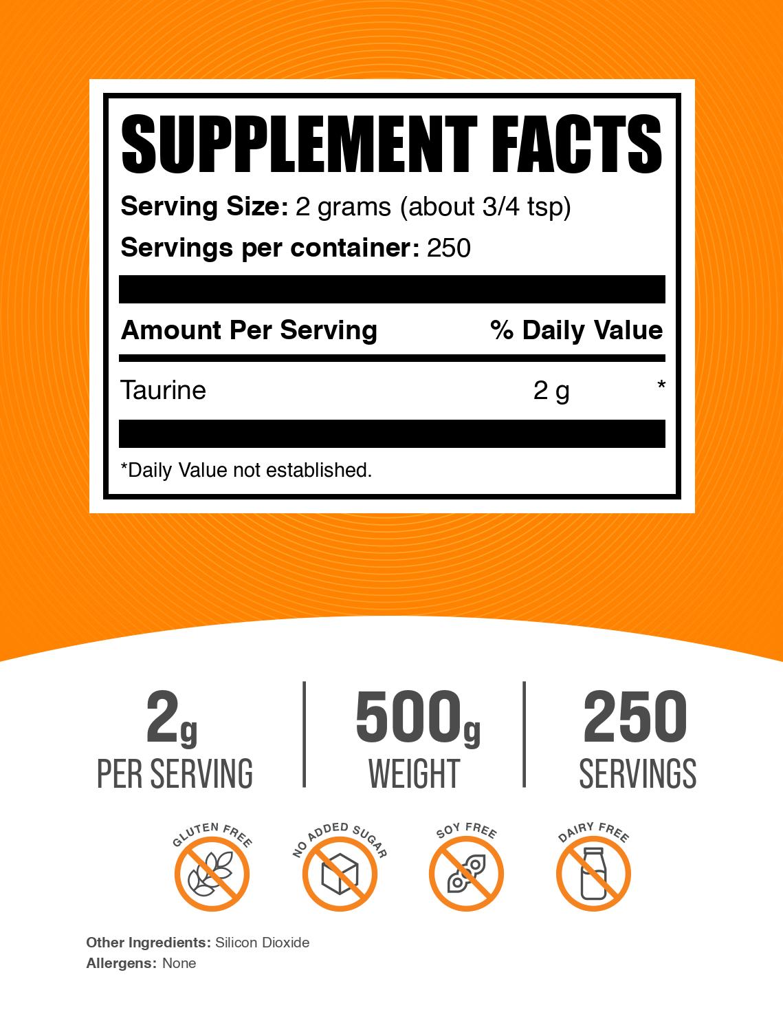 Taurine powder label 500g