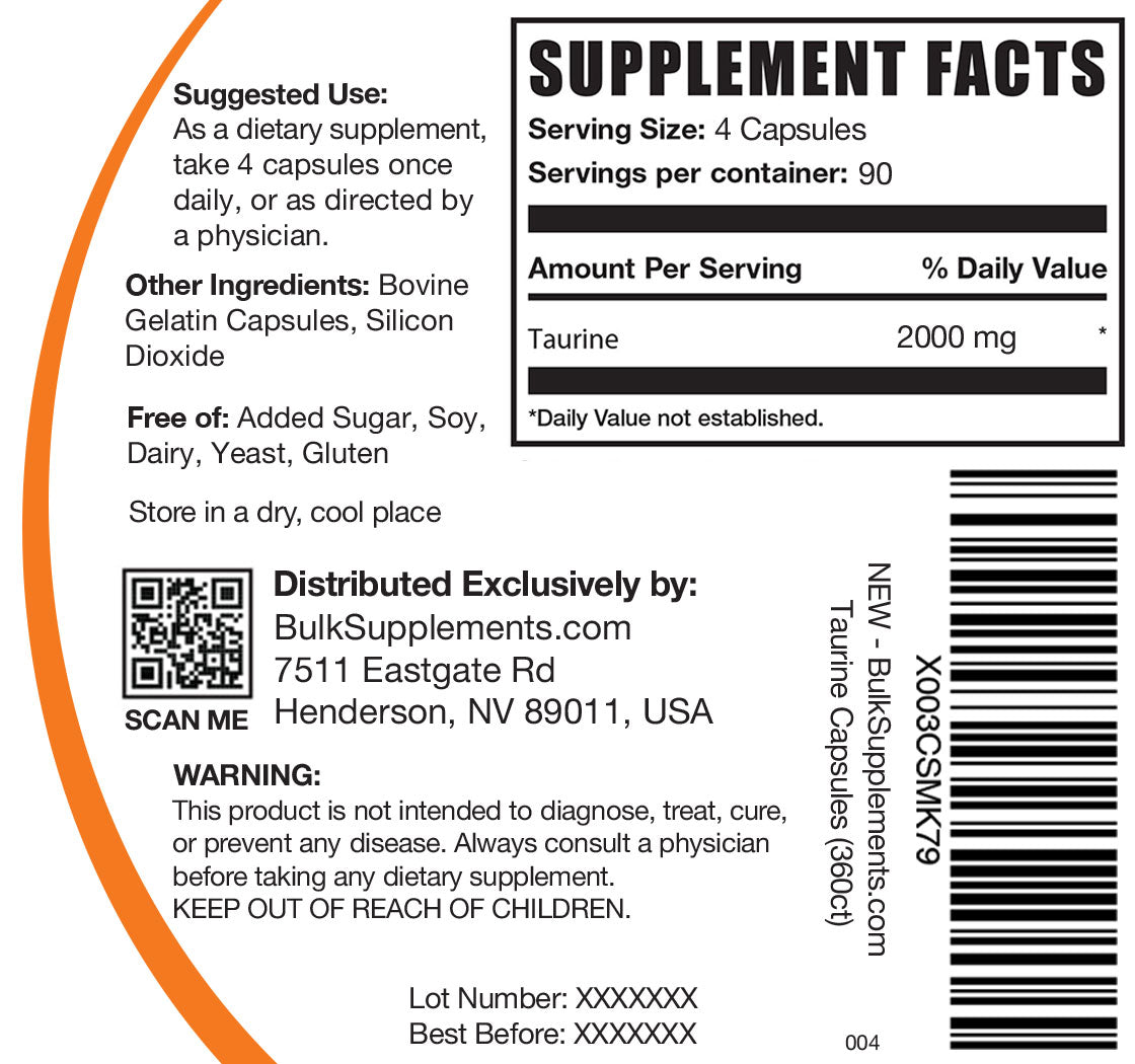 Taurine 2025 requirements for