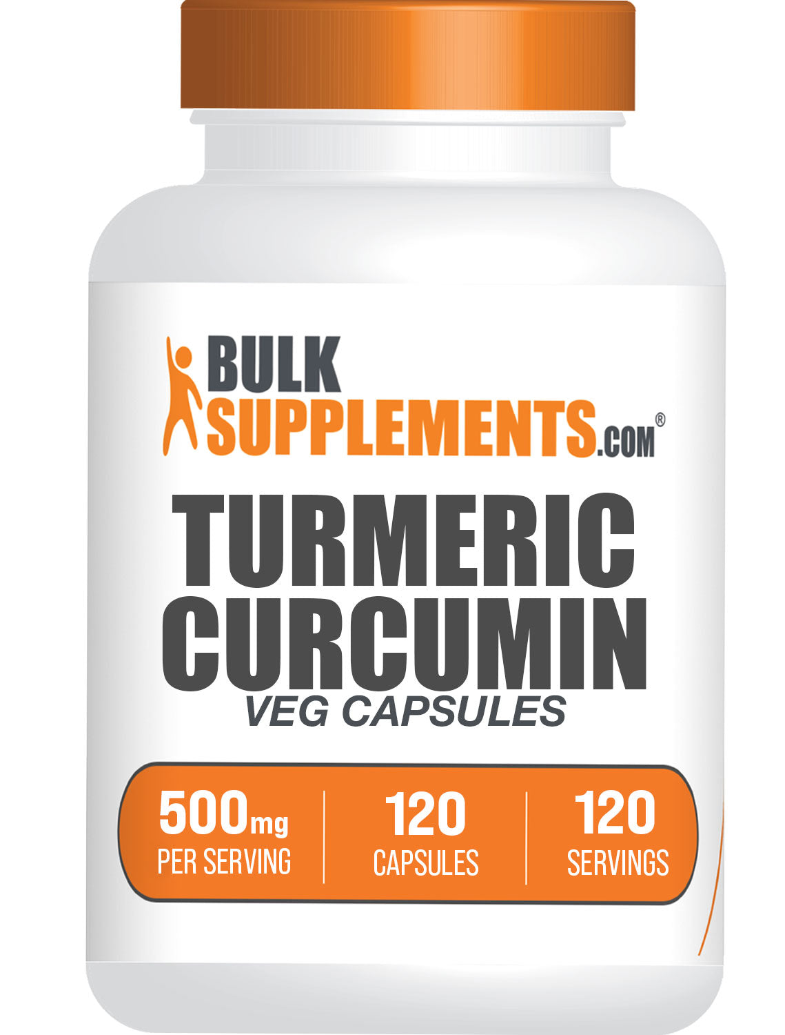 BulkSupplements.com Turmeric Curcumin Capsules 500mg 120 ct bottle image 